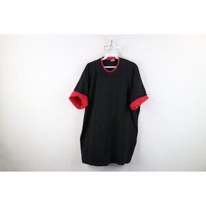 Vintage 90s Streetwear Mens 2XL XXL Faded Heavy Cotton Layered T-Shirt Black USA